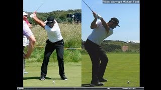 Jon Rahm golf swing  Long Iron faceon amp downtheline July 2017 [upl. by Hajidahk63]