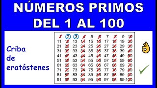 NUMEROS PRIMOS DEL 1 AL 100 [upl. by Priebe]