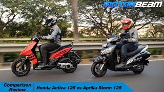 Honda Activa 125 vs Aprilia Storm 125  Best Scooter  MotorBeam [upl. by Irtimid106]