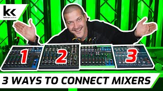 3 Ways To Connect Multiple Audio Mixers Together  Tutorial amp Test [upl. by Ennairrek]