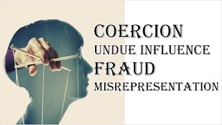 Coercion Undue Influence Fraud Misrepresentation  Indian Contract Act 1872  Law Guru [upl. by Gnol]