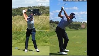 Justin Thomas golf swing  Long Iron faceon amp downtheline July 2017 [upl. by Edurtreg250]